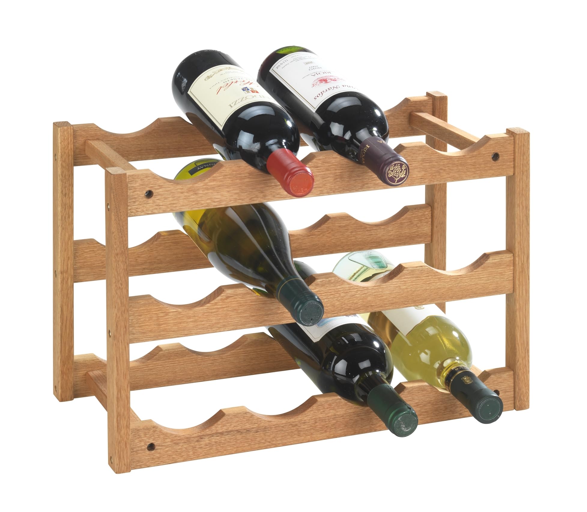 Wenko 18615100 Wine Rack Norway for 12 Bottles,Walnut Wood, 42 x 28 x 21 cm, Brown Walnut