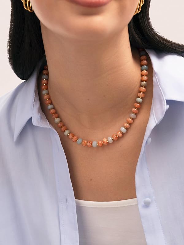 Collier Amber Stones Acier Plaqué Or Bijoux pour femmes