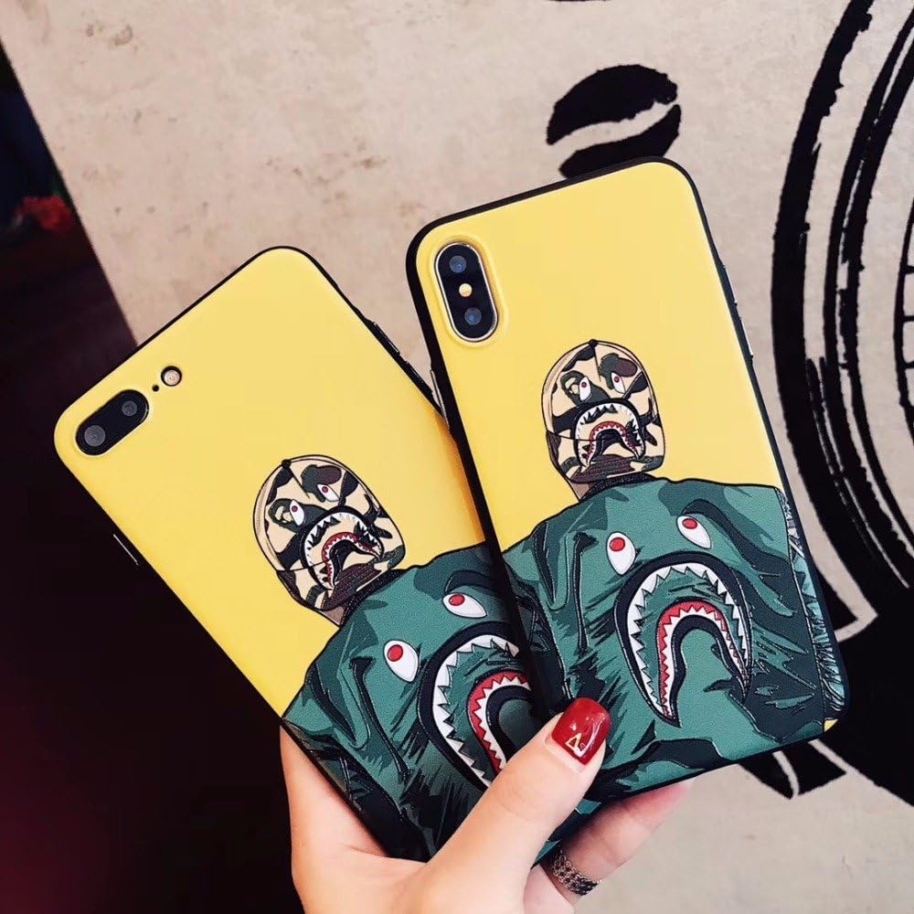 jaglo A Bathing Ape x Supreme Bape Shark Protective Hard Case Cover for iPhone 6 7 8 PLUS X (iPhone 7/8, S102)