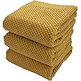 Amazon.com: Gold Yellow Textured Kitchen Dish Towels 100% Cotton Cloth ...