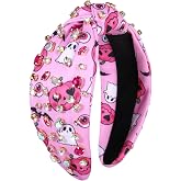 PHALIN Halloween Headband for Women Halloween Accessories Rhinestone Candy Corn Pumpkin Ghost Knotted Headband Costume Party Gifts (Pink Pumpkin)