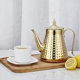 1.6L Stainless Steel Teapot with Infuser Gold Hammered Pour Spout view 6