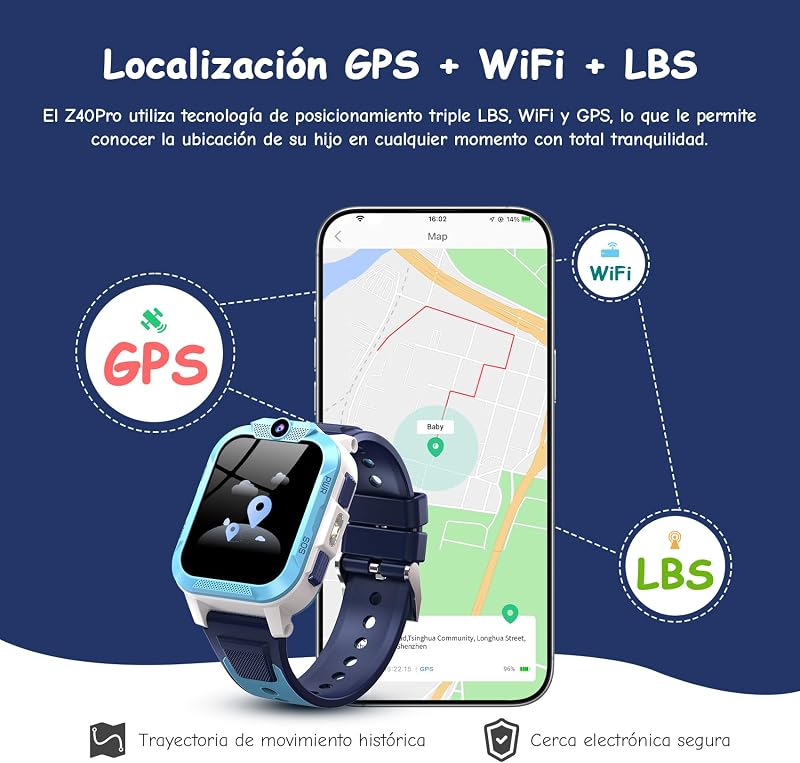 Reloj Inteligente Niño con Videollamada,4G Smartwatch Niño con Videollamada y GPS,SOS, Chat de Voz, Modo Escuela,Batería 850mAh,Podómetro,Despertador,IP68,Juegos,Regalo Ideal para Niños de 4-12 Años