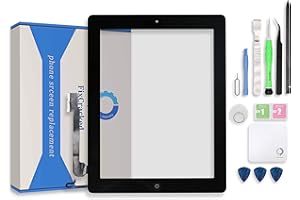 Fixcracked Touch Screen Replacement Parts Digitizer Glass Assembly for Ipad 4 (A1458,A1459,A1460) + Professional Tool Kit （Black）