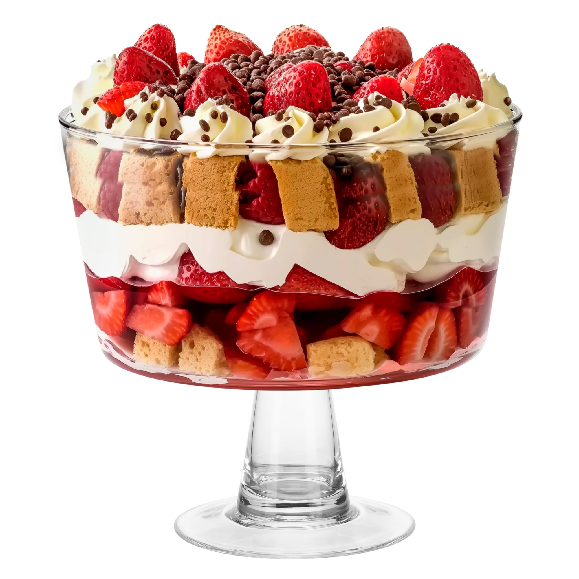 Photo 1 of ELIXIR GLASSWARE Large Trifle Bowl Glass with Lid & Pedestal - Elegant Tableware Holiday Centerpiece - 100oz (3L) Capacity - Display Stand for Desserts Layered Salads Fruit Cakes