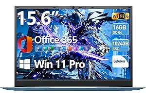 MELIUNA Laptop, 15.6 Inch Laptop Computer with Windows 11 Laptops, 16GB RAM 1024GB SSD, Celeron, Office 365, WiFi 6, IPS FHD, 180° Viewing, 53.2WH Battery, HDMI, Cooling Fan(Gray) - 1