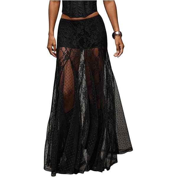 Amazon.com: JOAU Womens Sheer Floral Lace Gothic Maxi Skirt Amazon.com: JOAU Womens Sheer Floral Lace Gothic Maxi Skirt