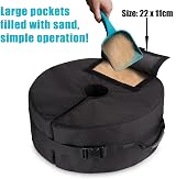 LATERN Patio Umbrella Sandbag 46CM Round Detachable Base Stand Weights Bag up view 4