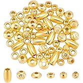 PH PandaHall 60pcs 18K Gold Plated 925 Sterling Silver Beads, 6 Styles 3~6mm Golden Beads Smooth Beads Metal Bracelet Spacer Beads for DIY Earrings Bracelets Necklaces Jewelry Making