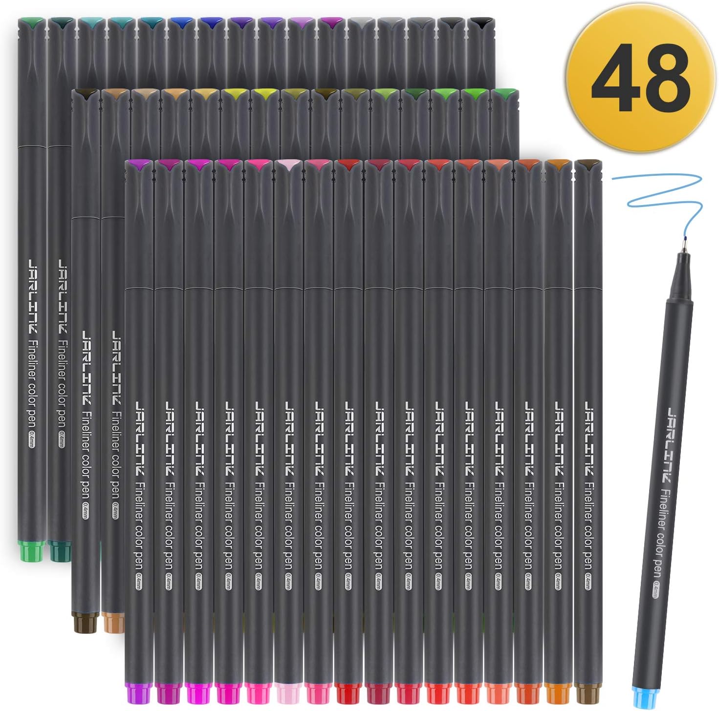 JARLINK 48 Colors Journal Planner Pens, Fine Point Fineliner Markers for Journaling Writing Office Supplies