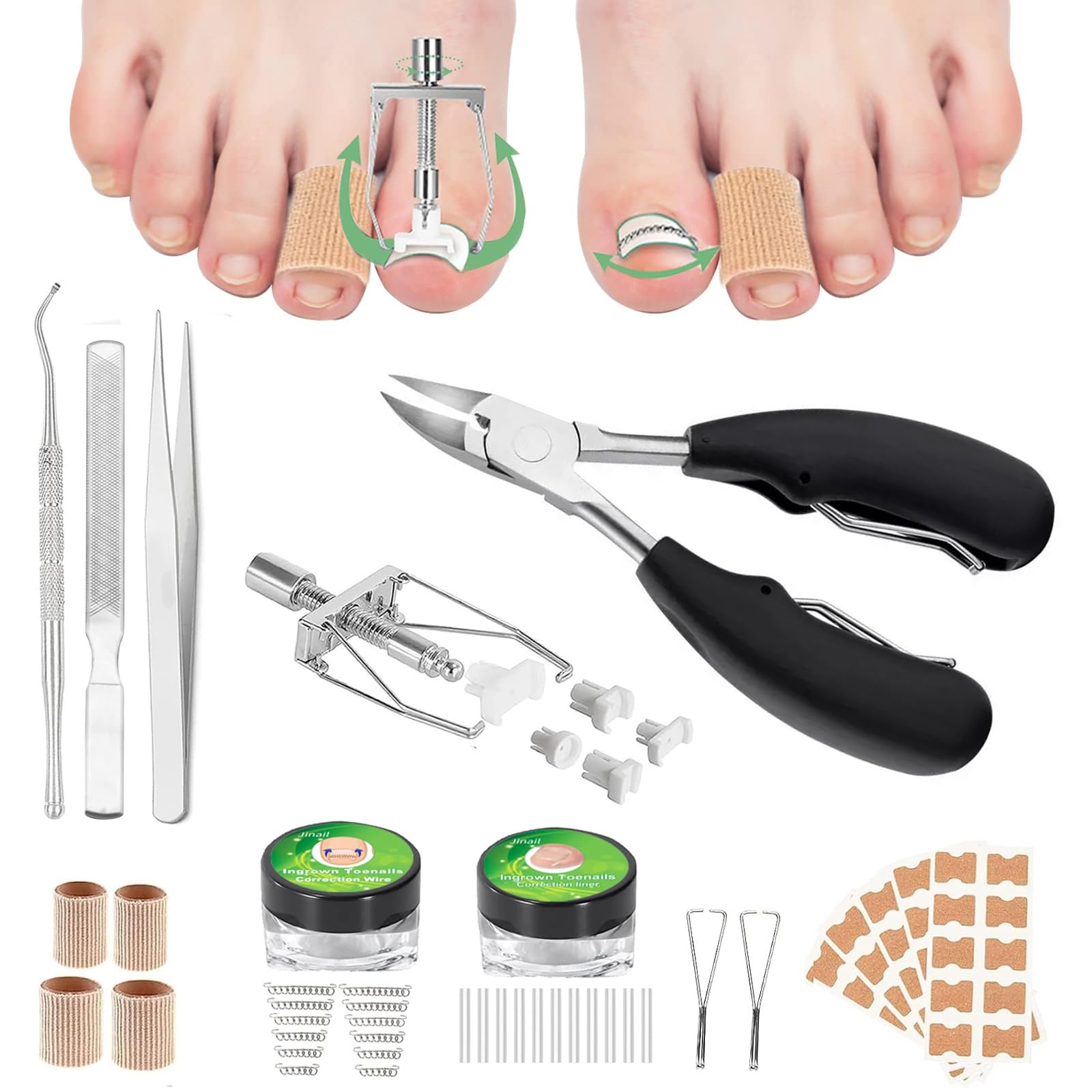 XdealCozyxc Ingrown Toenail Tool Kit with File and Lifter, Ingrown Toenail Corrector Strips and Patch for Toe Pain Relief