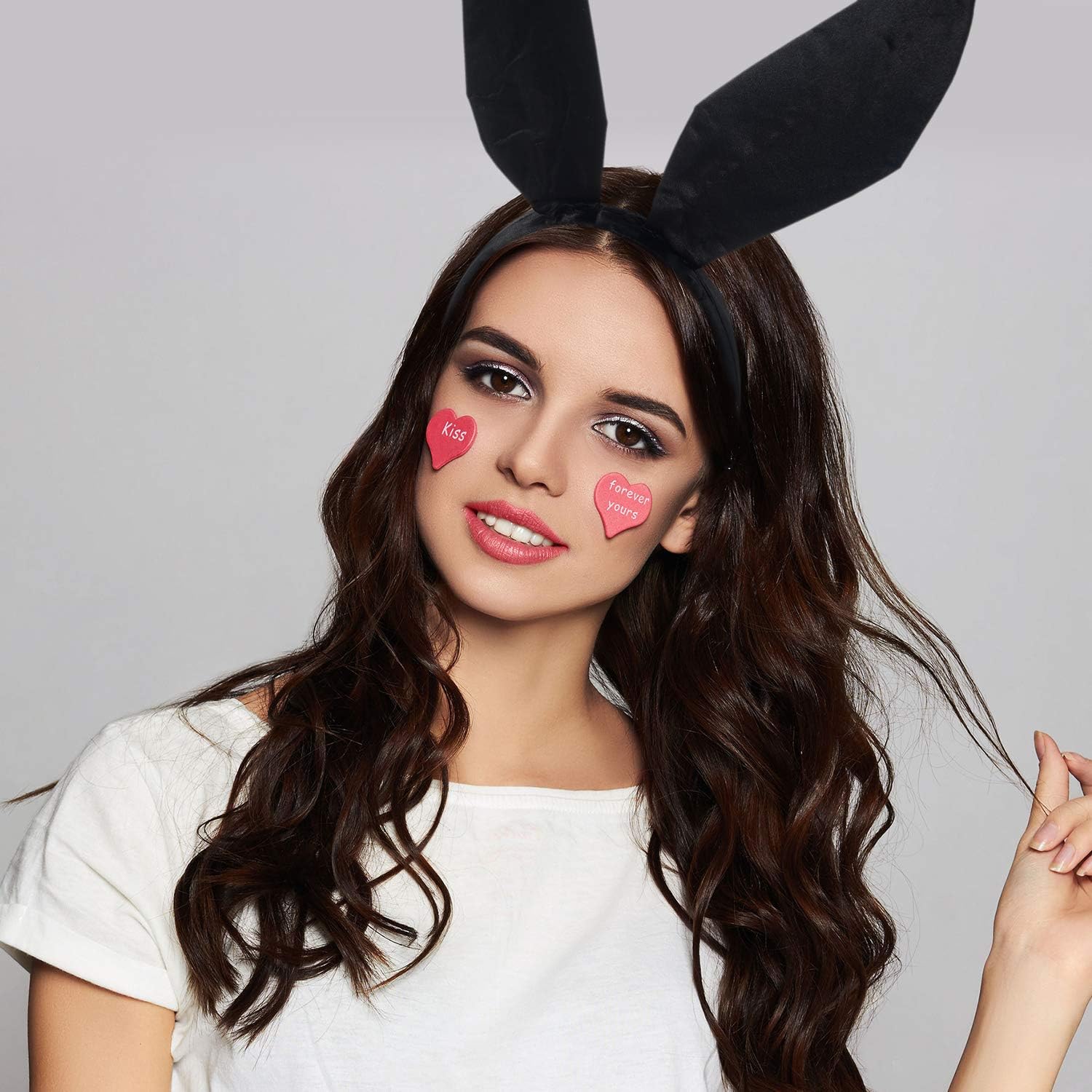 SATINIOR Women's Bunny Accessory Set Rabbit Ear Headband Collar Bow Tie Costume Cuffs Rabbit Tail for Halloween Costume - Image 5