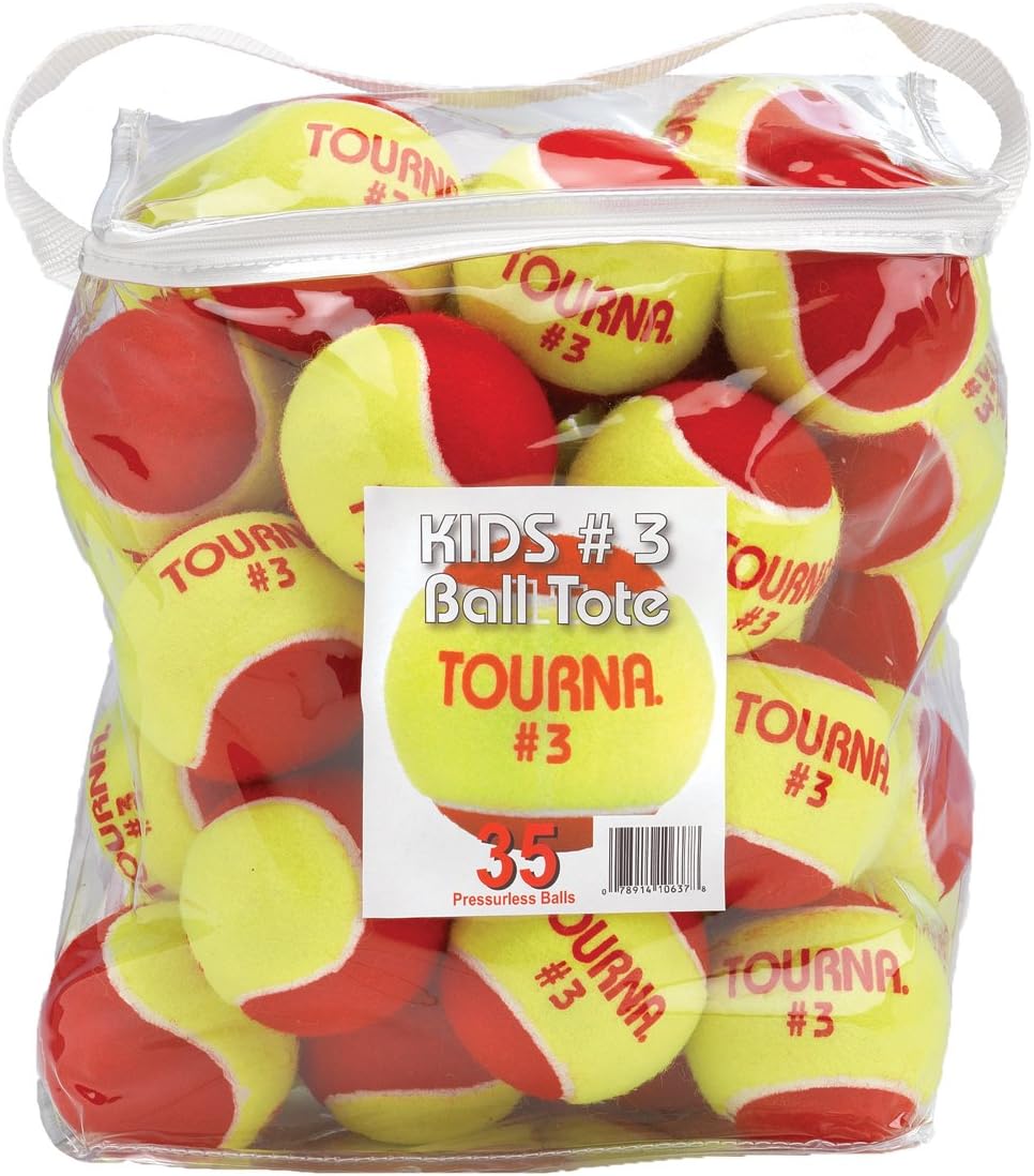 Tourna Low Compression Stage 3 Tennis Ball with Mesh Bag (18-Pack) : Sports & Outdoors