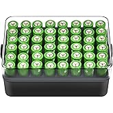 ALCYON Battery Organizer Storage Case, Battery Vault Box Container for 48pcs AA Batteries, Plastic Clear Protective Battery H