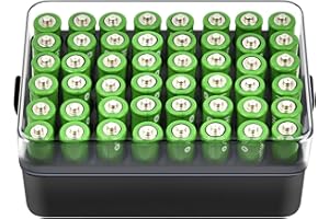 ALCYON Battery Organizer Storage Case, Battery Vault Box Container for 48pcs AA Batteries, Plastic Clear Protective Battery H