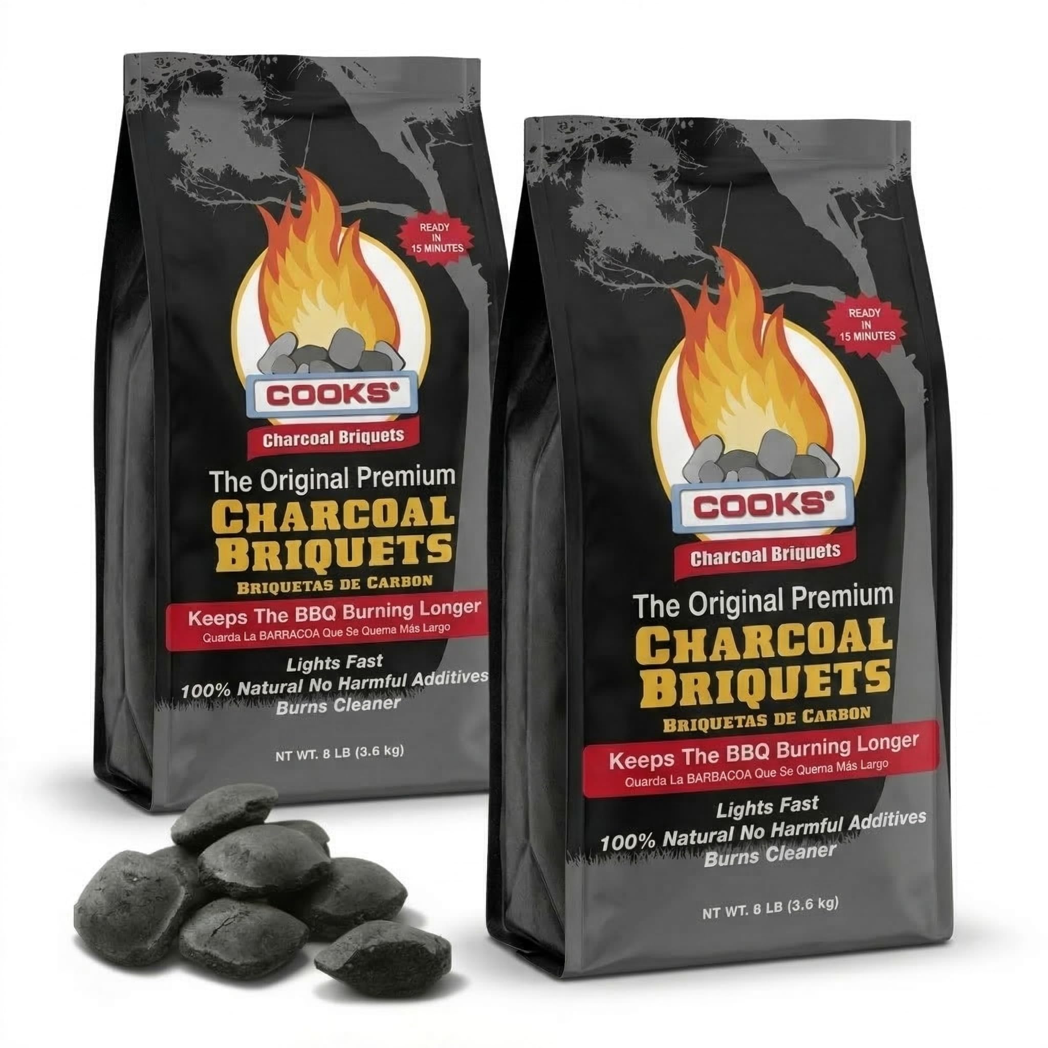 Log Barn Cooks Premium Charcoal Briquettes 7.2kg (2 x 3.6kg) - Long-Lasting BBQ Fuel for Consistent Heat | Ideal for Smoking, Barbecues & Outdoor Cooking