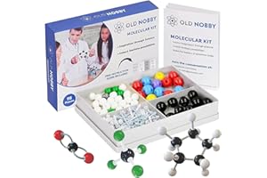 OLD NOBBY Organic Chemistry Model Kit (115 pc) Chemistry Set Molecular Model Kit with Atoms, Bonds, Instructional Guide - STEM Science Kit for Kids Toys Chemistry Kit for Students, Teachers, Young Scientists