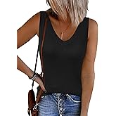 Arach&Cloz Women's Wool Blend Sweaters Non See Through Double V-Neck All-Season Tank 2026