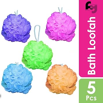 Boldnyoung Bathing Round Loofah for Men and Women, Random Color, Pack of 5