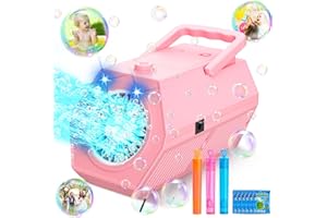 FUNNYB&G Bubble Machine, Upgraded Portable Bubble Maker, 18000+ Big Bubbles Per Minute, for Indoor Outdoor Birthday, Wedding, Parties, Kids Age 1 2 3 4 5 Gifts, Pink