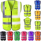 Custom Safety Vest for Men High Visibility Protective Workwear 5 Pockets Class 2 With Reflective Strip
