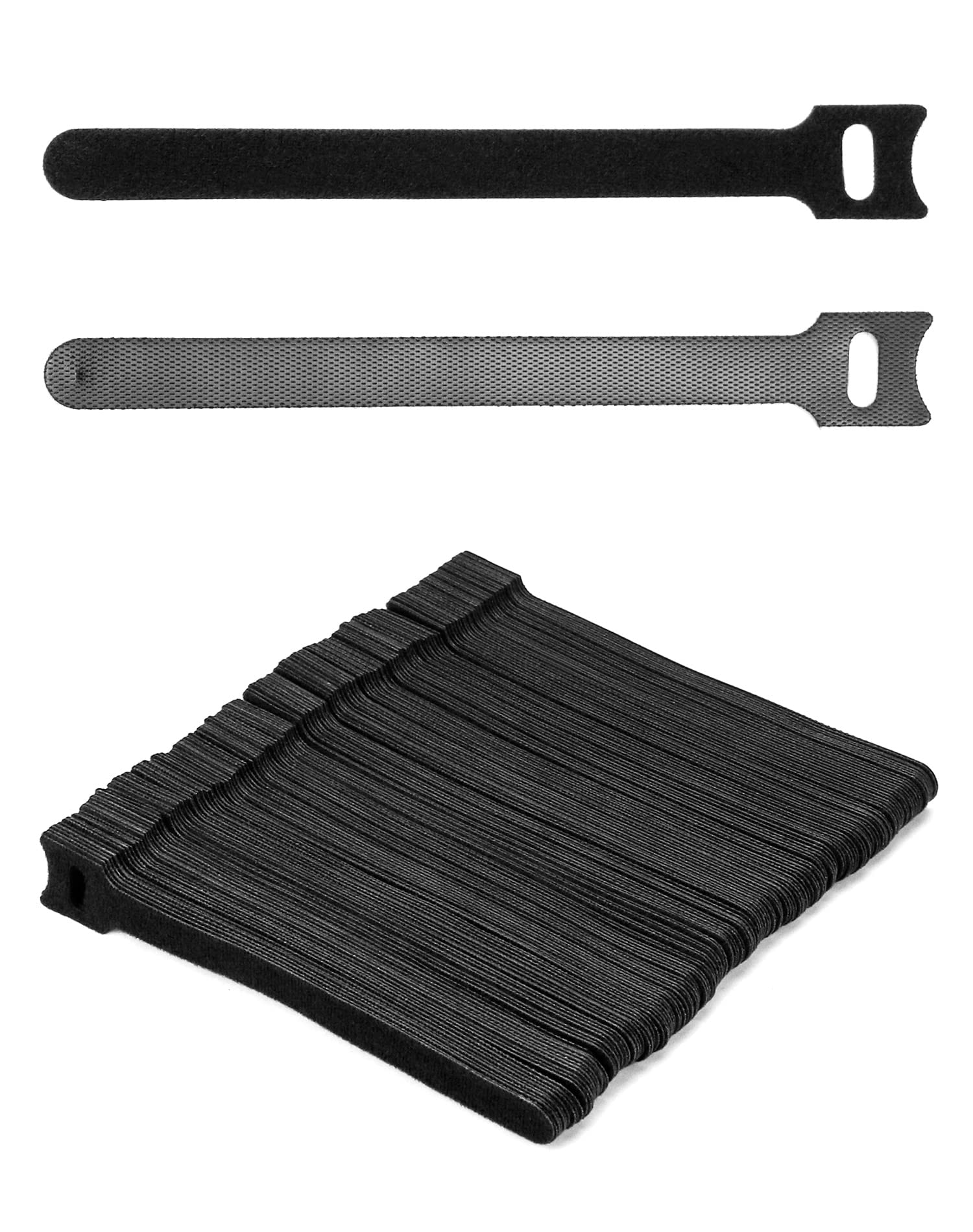 QWORK® 150PCS Hook and Loop Cable Ties 6 Inch, Adjustable Reusable Cable Wrap Cord Organizer