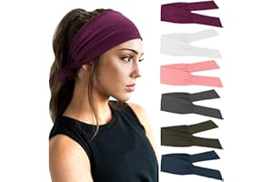 DRESHOW 6 PCS Adjustable Headbands for Women Knotted Headbands Elastic Non-Slip Fashion Hair Bands for Workout Sports Running