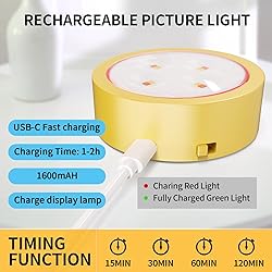 3 Pack Picture Lights for Wall, Rechargeable