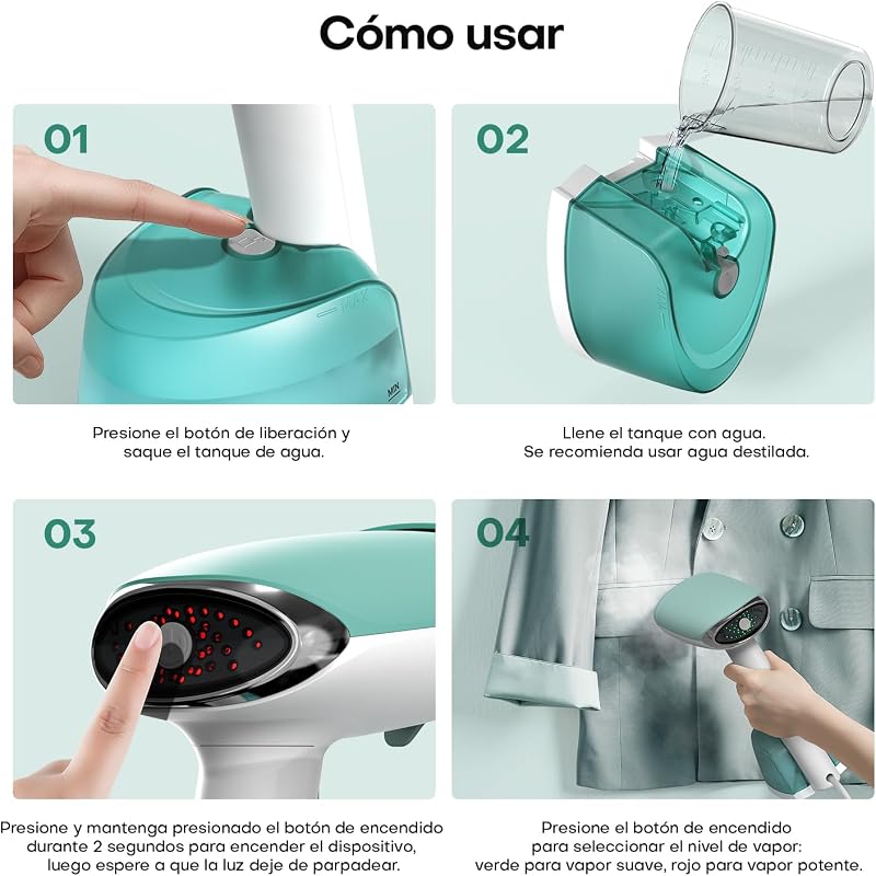plancha vertical vapor 1500W 365ml Capacidad Eliminador Arrugas