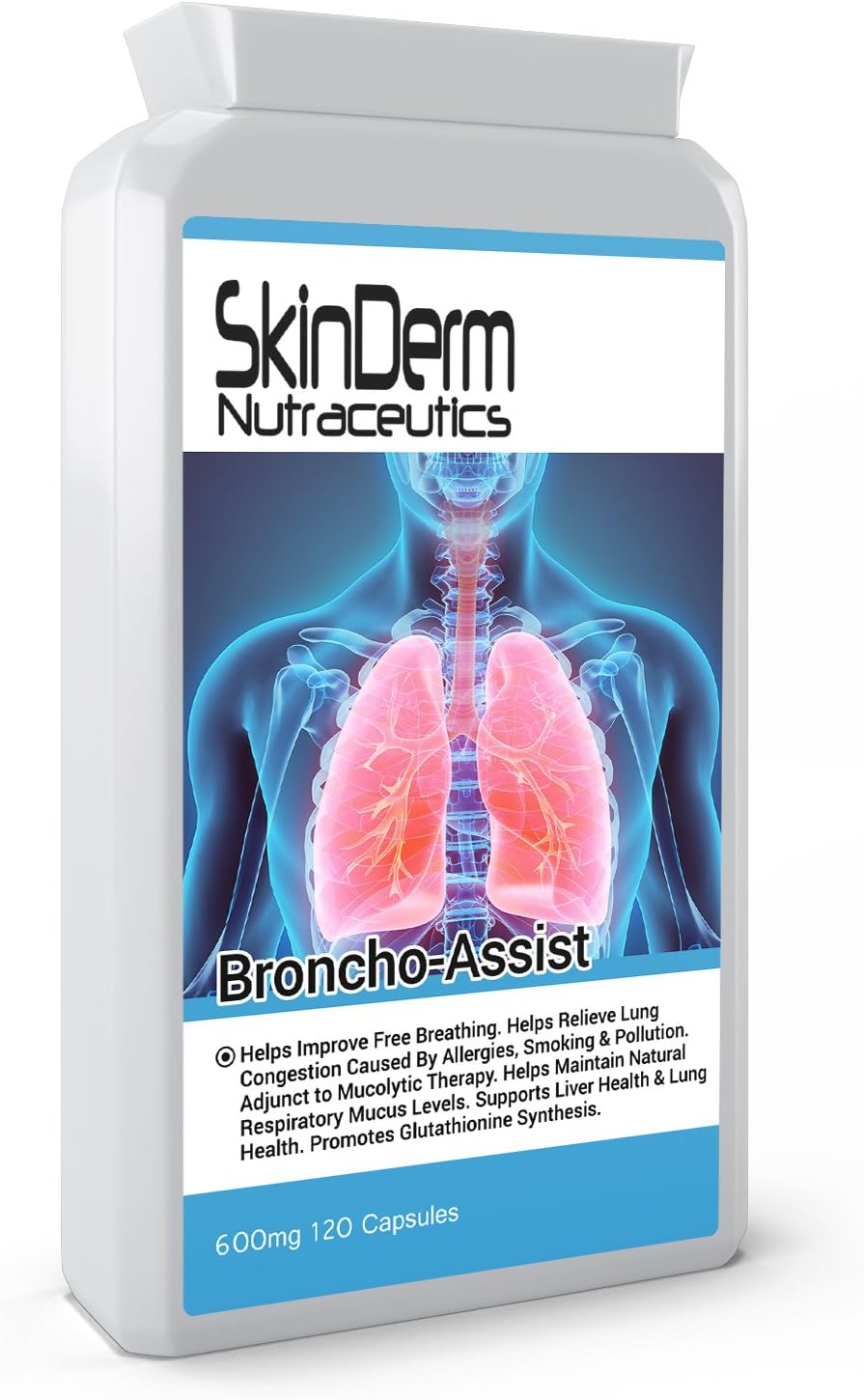 Broncho-Assist | N-Acetyl-Cysteine (NAC) | 600mg | 120 Capsules | Special Lung Support | Vegan Friendly | Made in UK