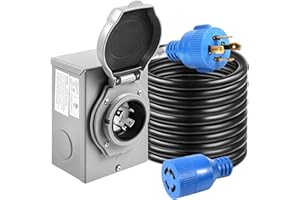Gloppers 30 Amp Generator Cord and Power Inlet Box, 15FT Generator Cords 30 Amp,125V/250V Generator Power Cord NEMA L14-30P to L14-30R,Twist Lock Connector