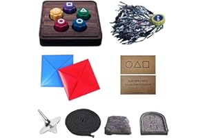 jewsuva Korean Traditional Play Game, Korean Folk Game Set, Gong-gi, Jebi chagi, Paeng-y, Biseokchigi, DDAKJI, Family Travel Games, for Family