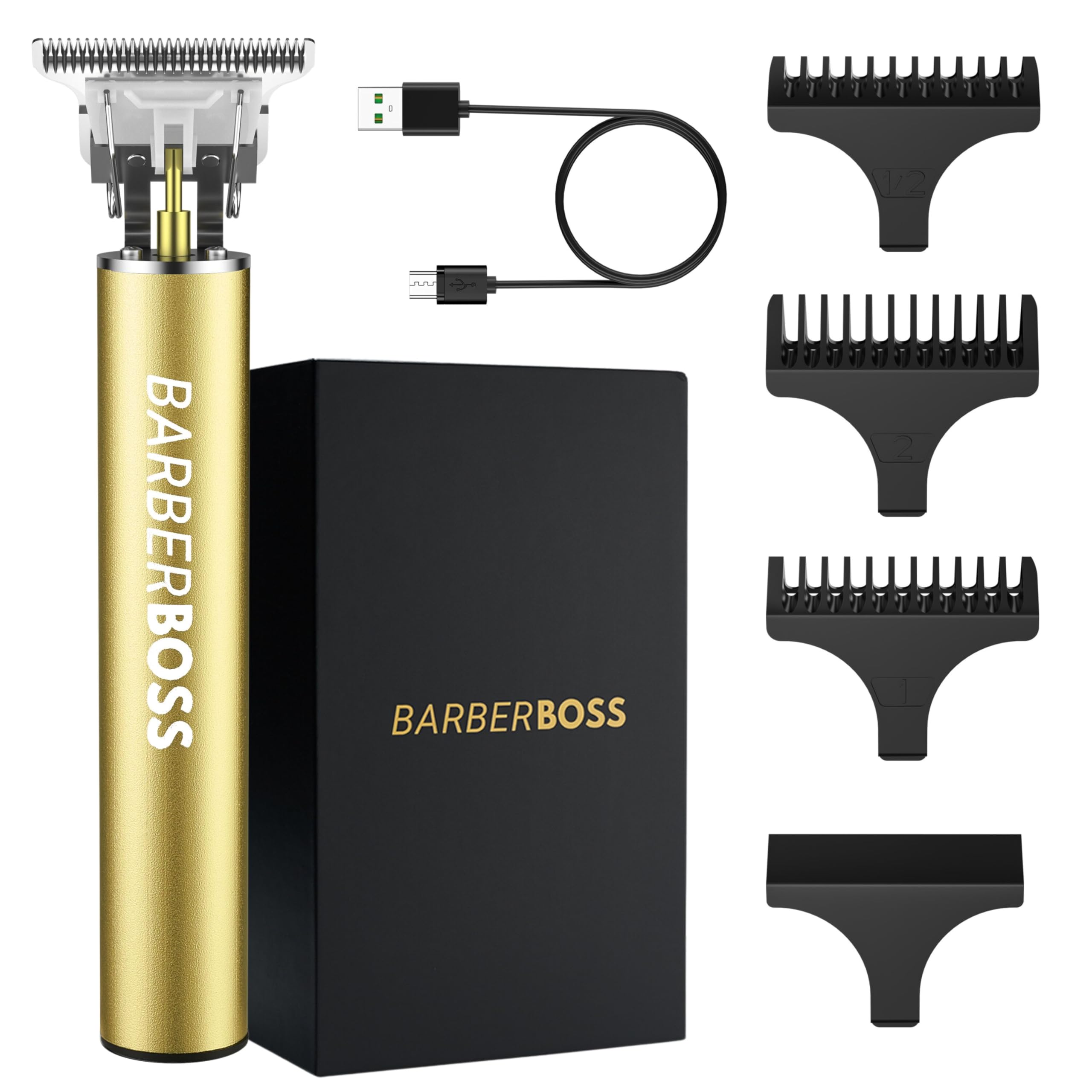 BarberBoss Hair Trimmer Men, Mens Beard Trimmer, Beard Trimmer Men Rechargeable, Facial Trimmers, Stubble Trimmer Men, Precision Hair Trimmer Men Detail Trimmer