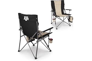 PICNIC TIME NCAA Big Bear XXL Camp Chair with Cooler, Heavy Duty Beach Chair, 500 lb Capacity Camping Chair with Carry Bag, (Black)