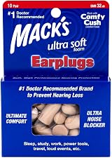 Mack's Ultra Soft Foam Earplugs 10 Pairs SNR 32dB Noise Reduction