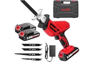 FULLYEA Reciprocating Saw Cordless, 0-3500SPM Variable Speed Reciprocating Saws with 2 * 2.0 Ah Battery & 4 Saw Blades, Tool-Free Blade Change, Electric Saws for Metal Wood Plastic Cutting