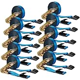 Mytee Products (10 Pack) 2" x 30' Ratchet Tie-Down Straps with Flat Hooks, Blue Ratchet Straps | 10,000 Lbs Breaking Strength | TieDown Ratchet Straps for Flatbed, Truck, Trailers Pickup