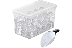 Ice Bin for Freezer, 2PCS/Set Ice Bucket for Freezer with Lid and Scoop, Clear Storage Bin - Stackable Plastic Organizer for 