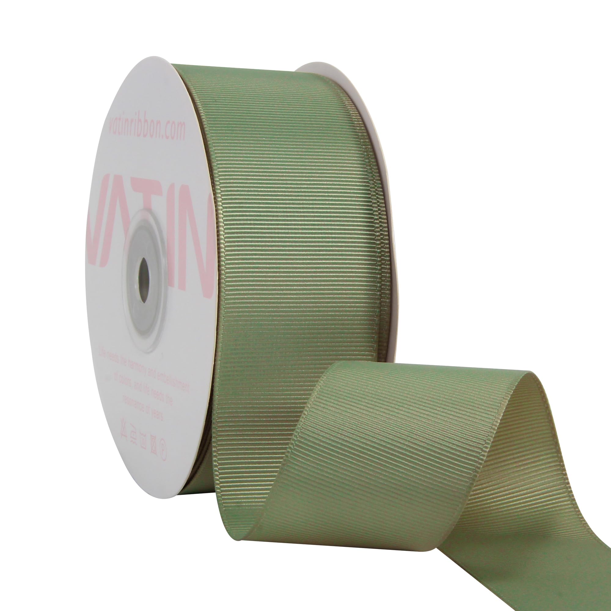 VATIN 38 mm Solid Spring Moss Grosgrain Ribbon Spool -23 Metres, Great for Sewing, Gift Wrapping, Hair Bows, Flower Arranging, Home Decorating