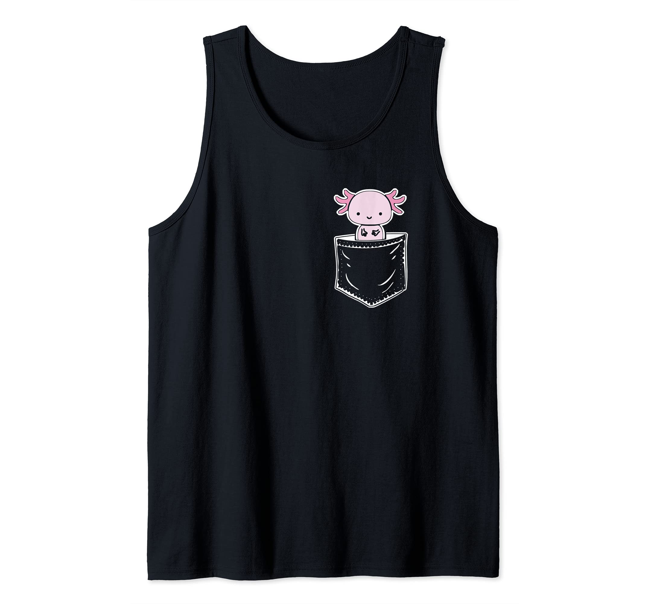Axolotl Inside Pocket Watching You, Walking Fish Axolotl Tank Top