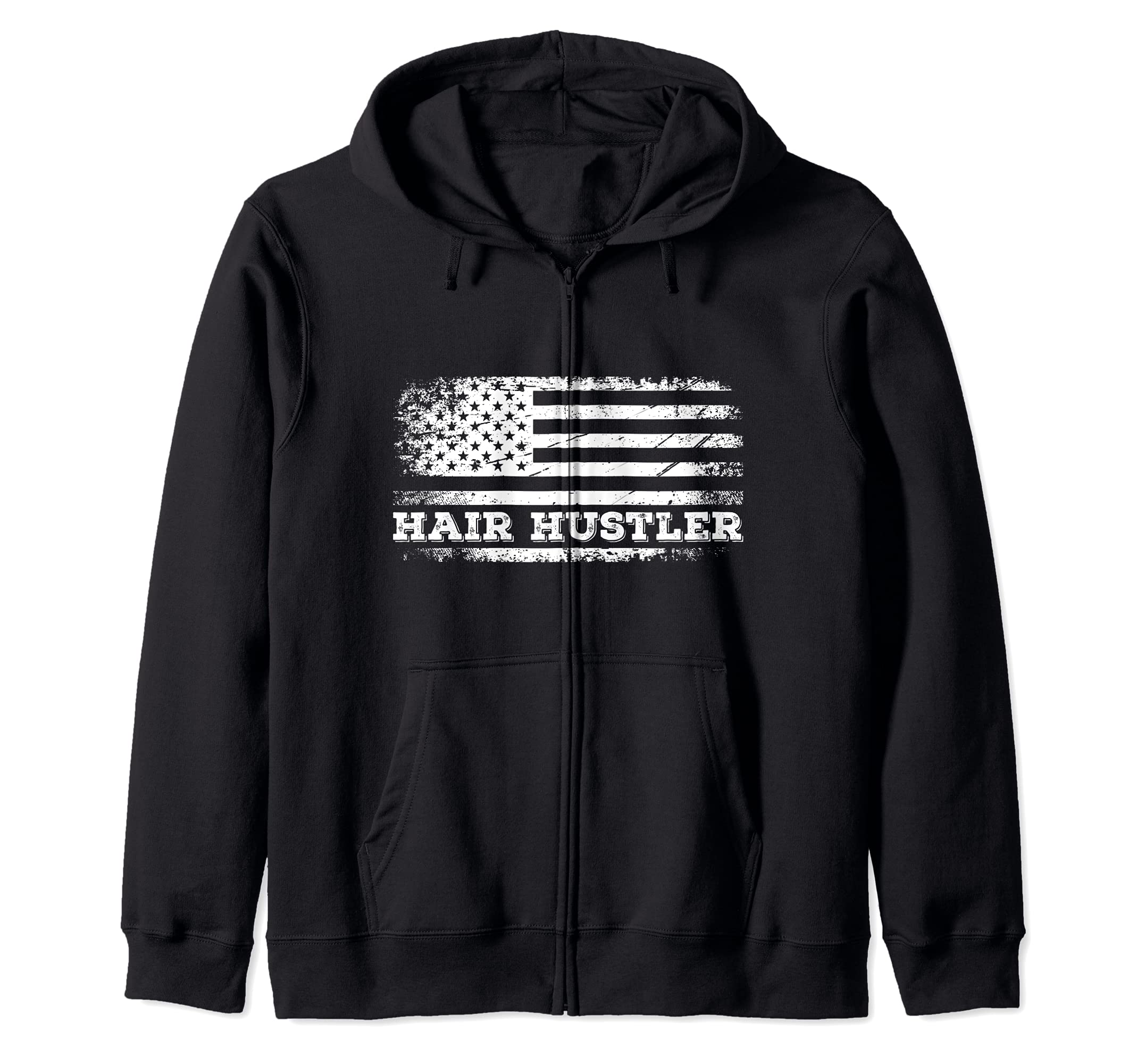Hair Hustler American Flag Hairstylist Barber USA Men Women Zip Hoodie