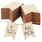 IHDYPPEW 80 Pack 6 x 4 Inch Unfinished Blank Wood Signs, Wooden Banner for DIY Crafts, Painting, Engraving and Decorations