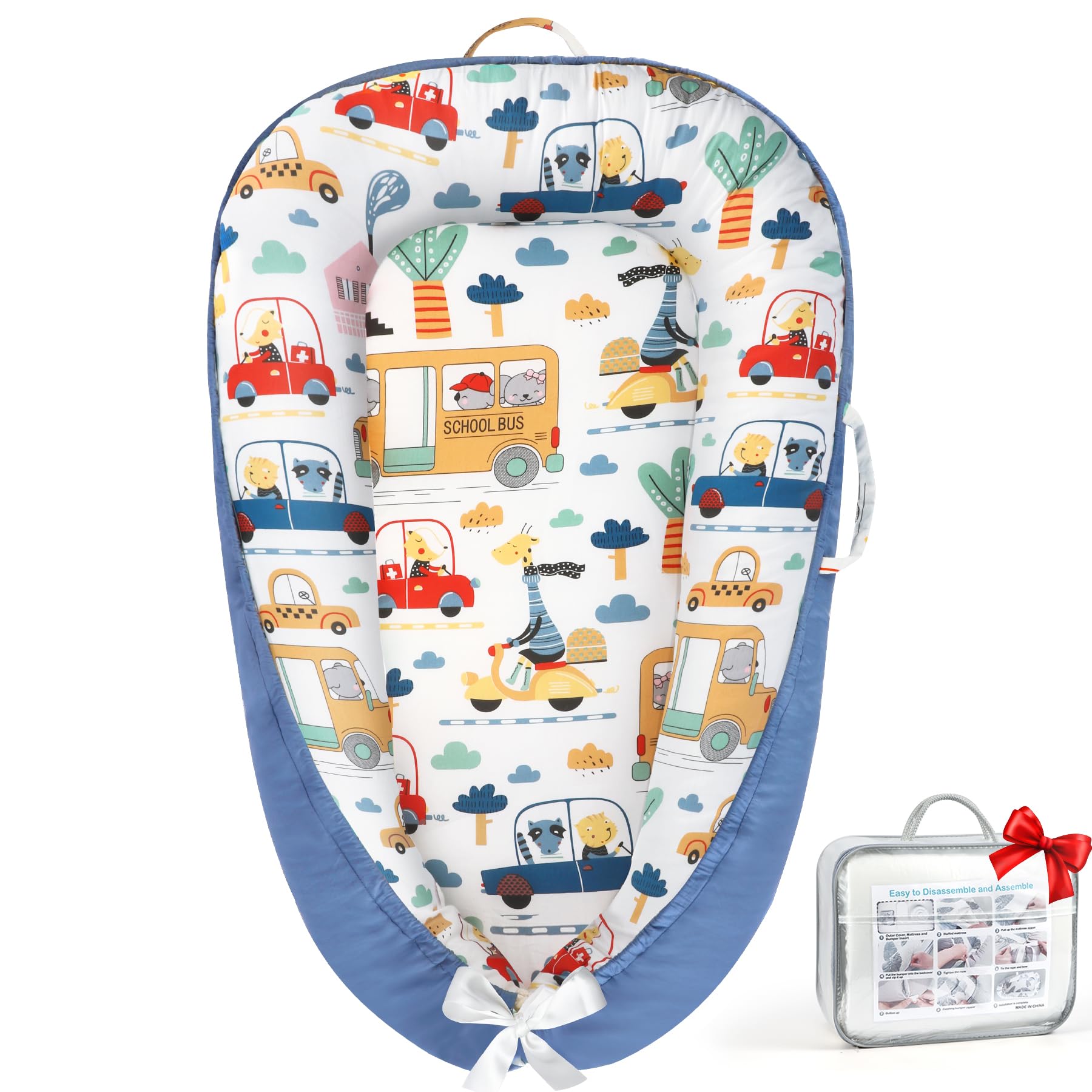 Photo 1 of URMYWO Baby Lounger - Baby Lounger for Newborn 0-24 Months, Breathable Pure Cotton Baby Nest Lounger Cover, Baby Registry Newborn Essentials Gifts, Portable Floor Tummy Time Lounger for Home & Travel