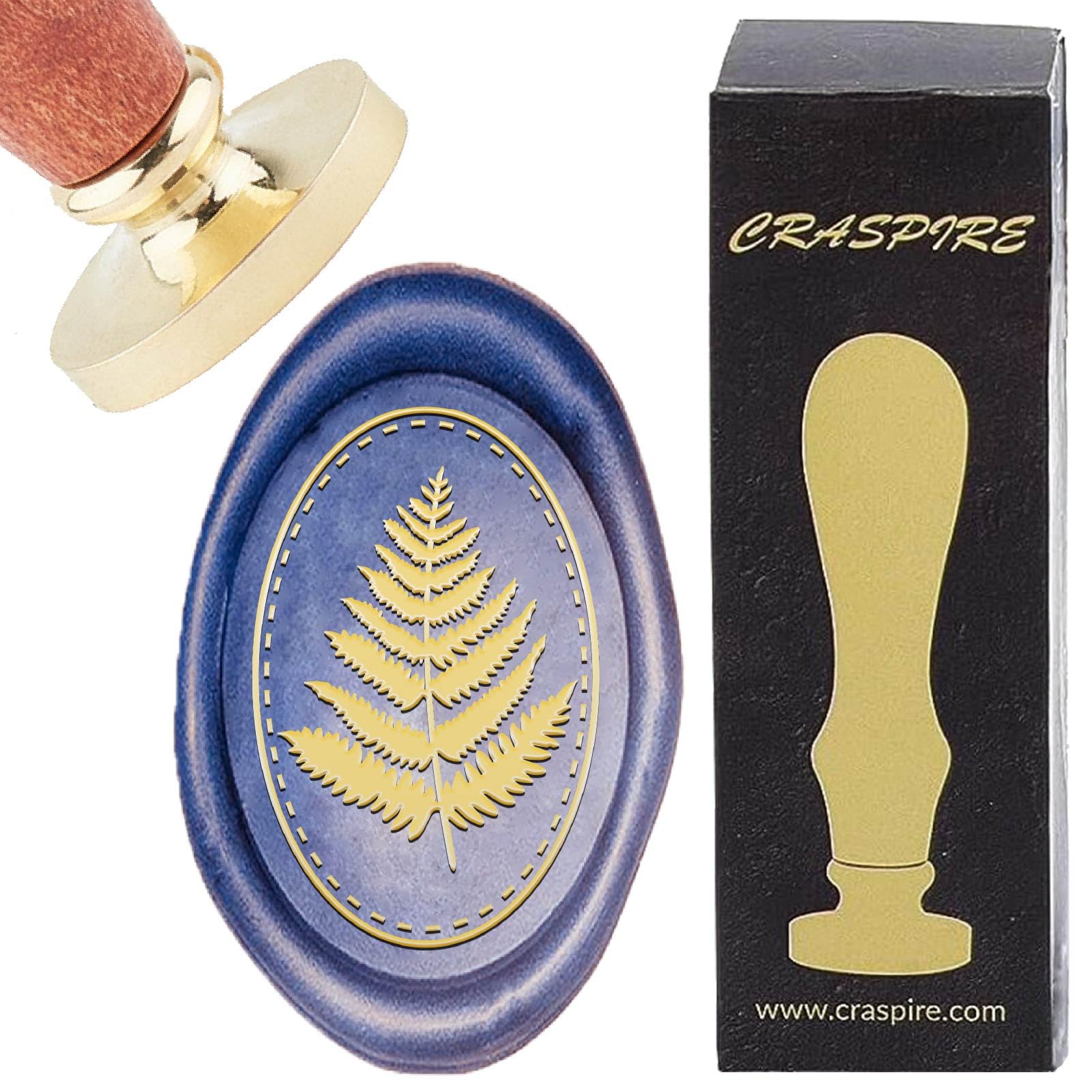 CRASPIRE Fern Wax Stamp Vintage Leaf Plant Sealing Wax Stamp Replacement Removable Brass Head with Wooden Handle for Christmas Day Party Envelopes Invitations Scrapbooking Packing Decoration