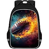 Fitvc School Backpack for Boys - American Football Boys Backpack for Kids Children Elementary Middle School - 17 Inch Sport Bookbag Travel Back Pack for Ages 6-14
