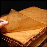 Diuhofart 100 Sheets Gampi Rice Paper, 13.8x16.5&rdquo;, Handmade Antique Translucent Art Paper, Thin Yet Strong Fiber for Chinese Calligraphy, Painting, Decoupage, Collage and Junk Journaling