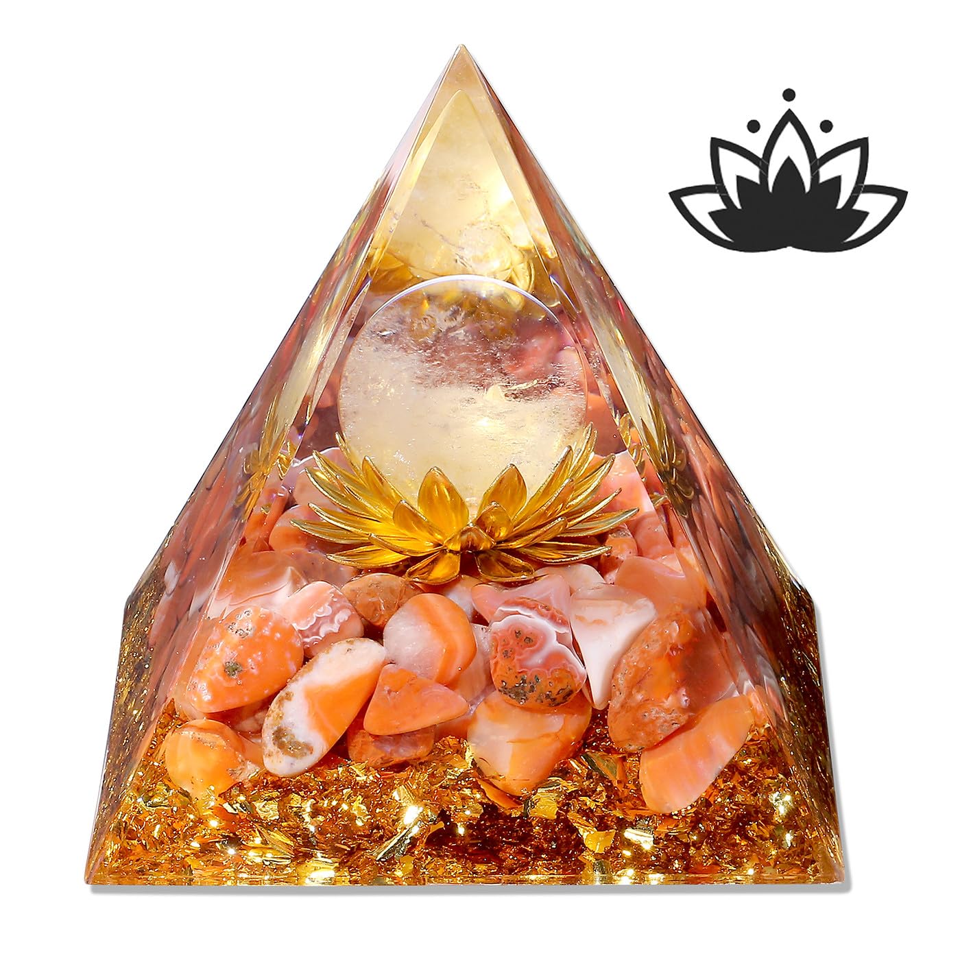 XIANNVXI Red Carnelian Crystal Tower,Lotus Flower Orgonite Orgone Gemstone Tower for Reiki Healing,Red Gifts Unusual Gifts Women