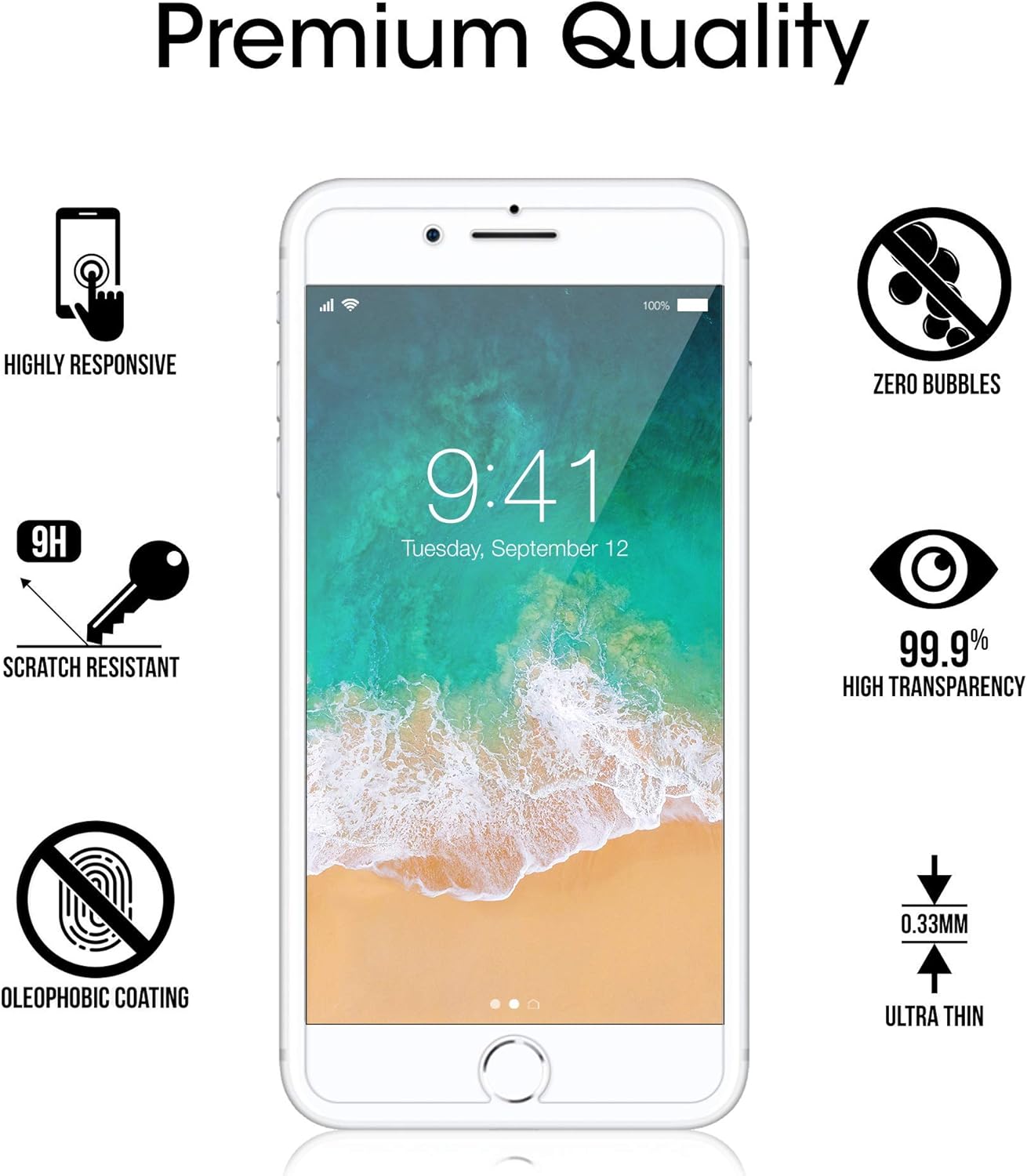 amFilm Glass Screen Protector for iPhone 8, 7, 6S, 6 (4.7 Inch)(2 Pack) Tempered Glass Screen Protector