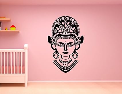 Wall Guru Maa Durga Black Wall Decal and Sticker Vinyl Wall Stickers Size(85 * 59) cm