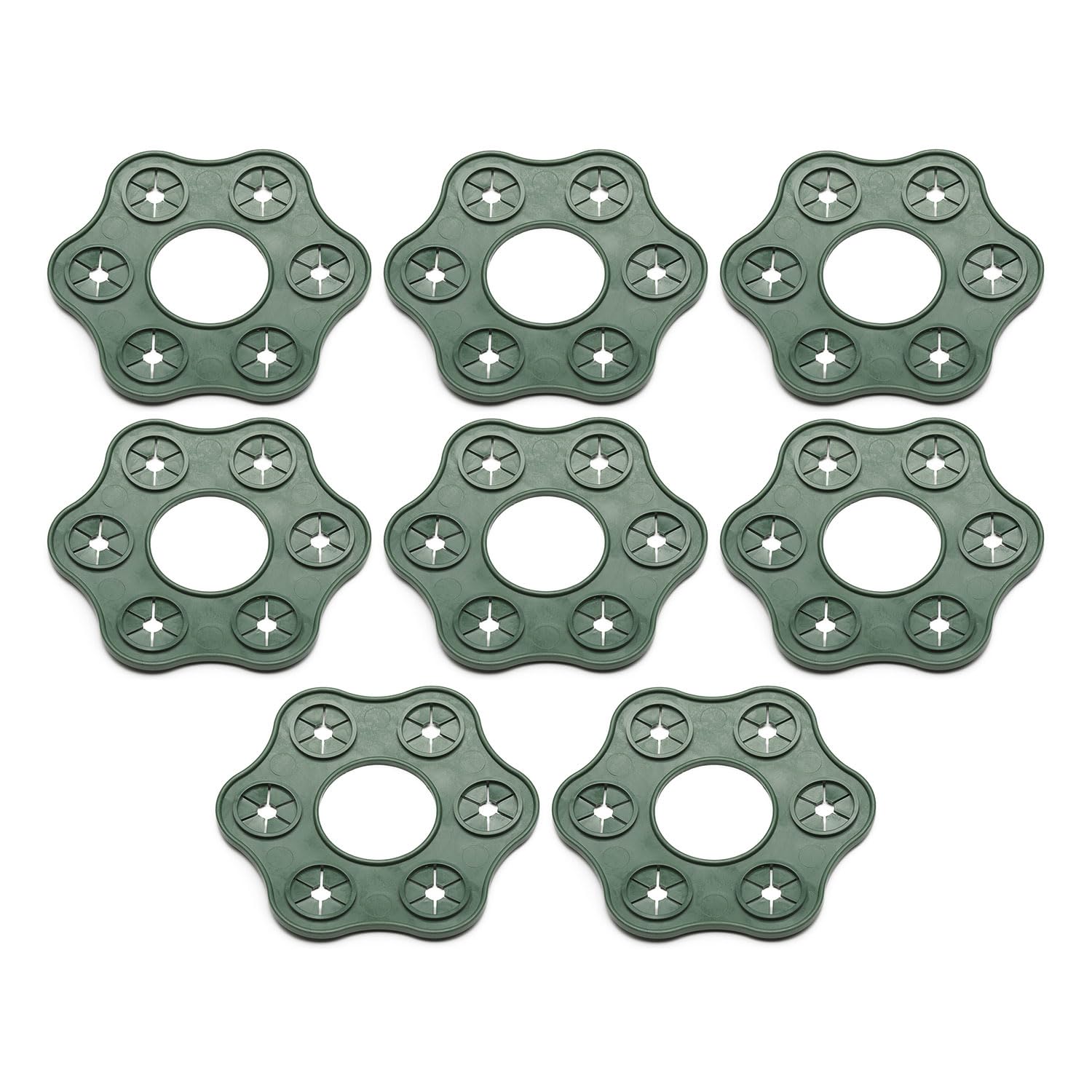 EarlyGrow Wigwam Cane Grips 6 Holes for Climbing Plants, Runner Beans, Peas, Sweet Pea, Tomatoes, Cucumbers - Pack of 8 - Green